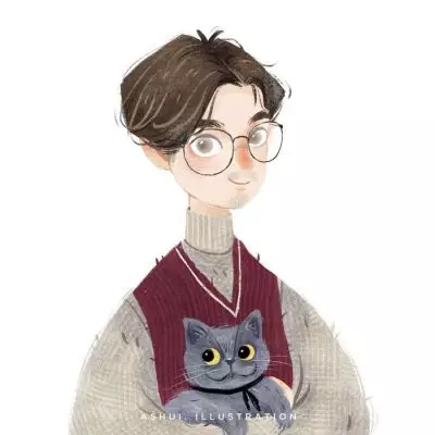 手绘情侣头像一对两张