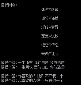 个性网情侣网名两个字