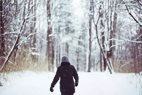 雪中情侣唯美图片