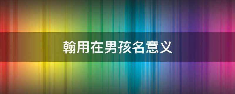 翰用在男孩名意义（男孩取名翰什么）