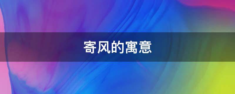 寄风的寓意 风寄是什么寓意