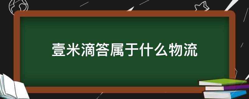 壹米滴答属于什么物流（壹米滴答属于什么物流公司）