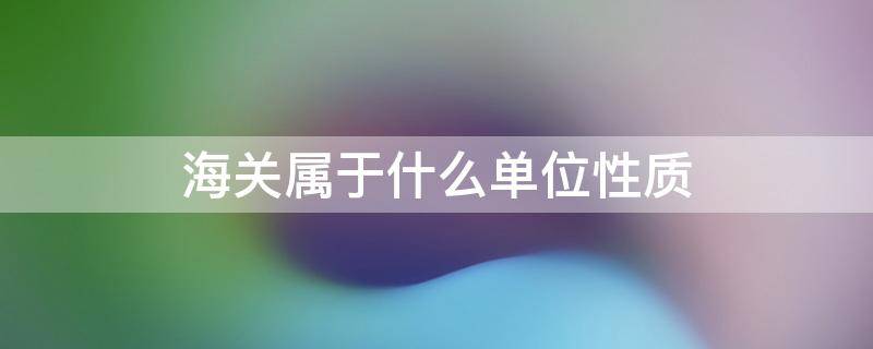 海关属于什么单位性质 地方海关属于什么单位性质