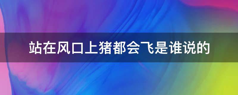 站在风口上猪都会飞是谁说的（站在风口上猪都会飞是谁说的图片）