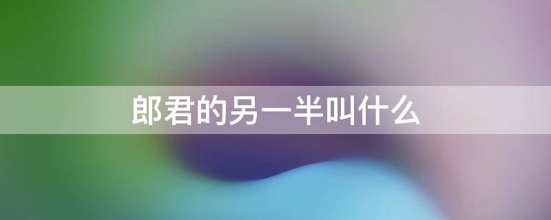 郎君的另一半叫什么（郎君是对谁的称呼）