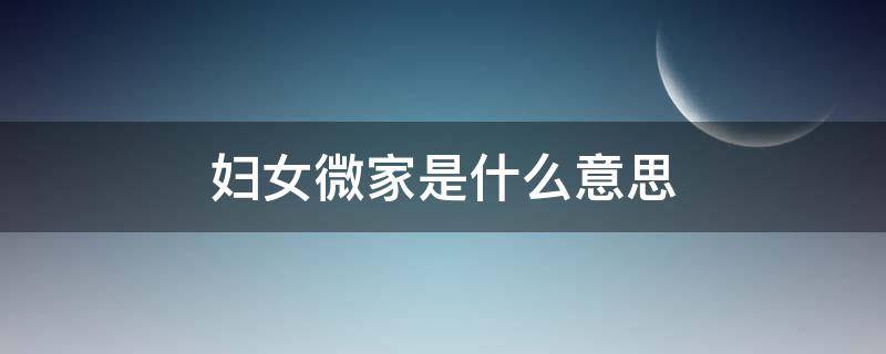 妇女微家是什么意思 什么是妇女微家,一分钟告诉你