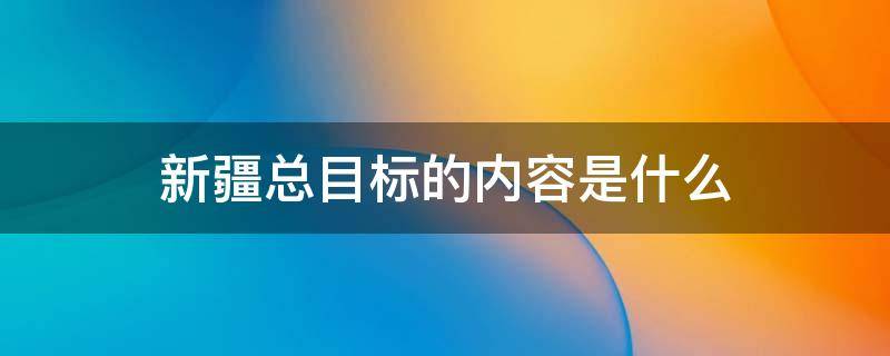 新疆总目标的内容是什么（新疆 总目标）