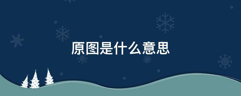 原图是什么意思 照片原图是什么意思