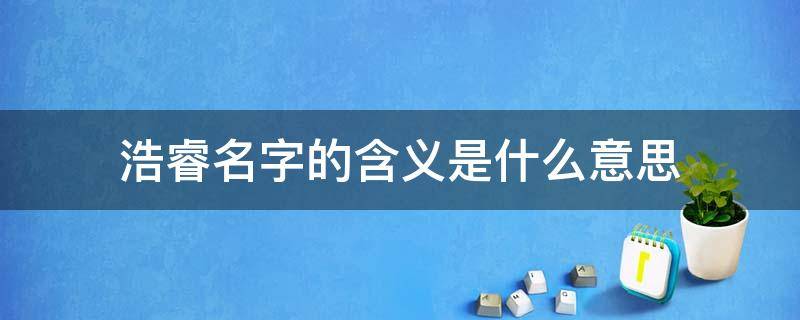 浩睿名字的含义是什么意思（睿的最佳配字）