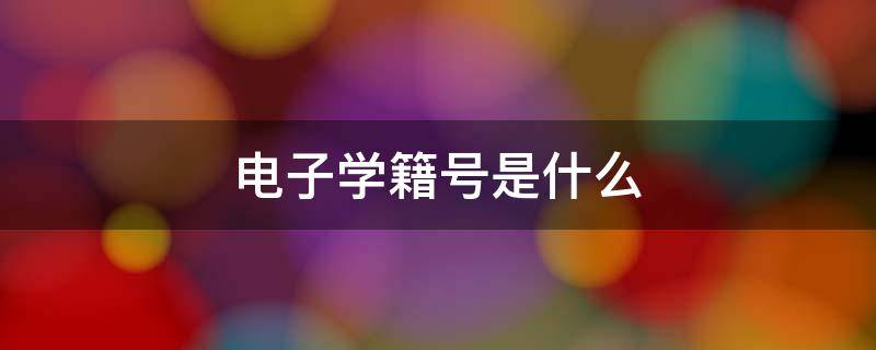 电子学籍号是什么 电子学籍号和学籍号一样吗