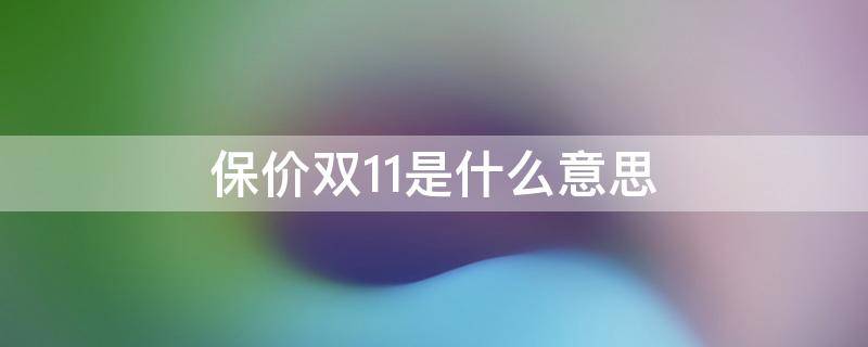 保价双11是什么意思（保价双11是什么意思啊）